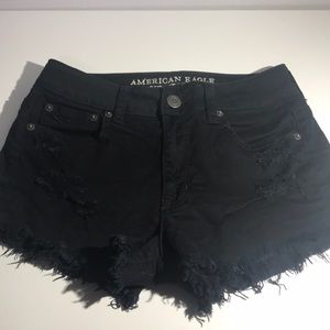 American Eagle black frayed ends jean shorts